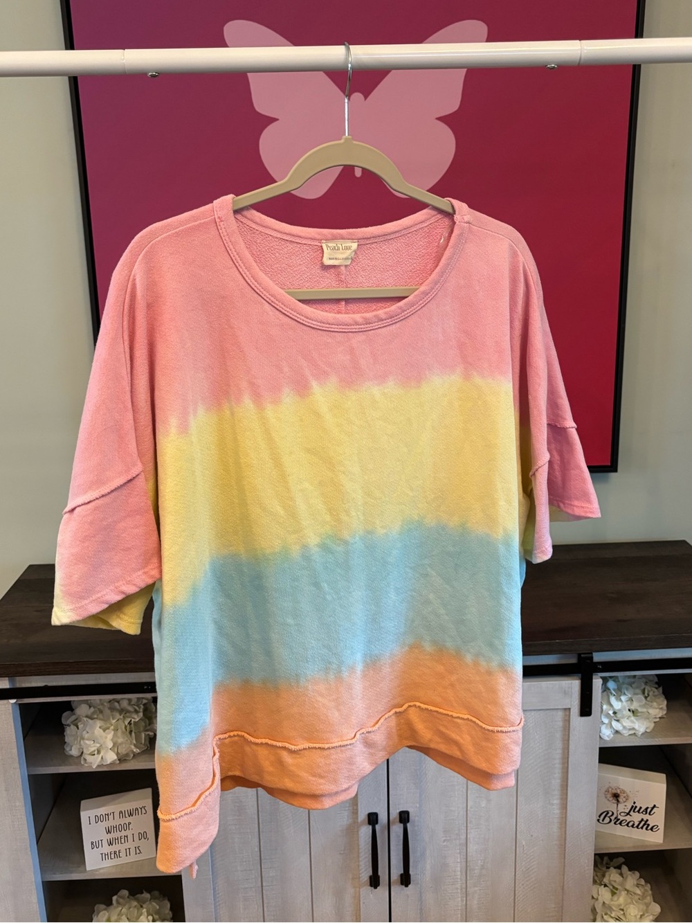 Pastel Tie-Dye Short Sleeve Terry Sweatshirt - Pink Yellow Blue Orange